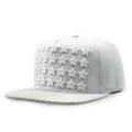 Casquette hip-hop grise avec broderie d'étoiles et visière plate en similicuir PU - 56-60cm (Réglable) / Bord en Similicuir (Étoile Blanche) / Blanc