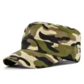 Klassische Camouflage-Flachkopf-Baumwollmütze mit gebogener Krempe für Sonnenschutz - Passend für 55-59CM Kopfumfang / Gelbgrüne Camouflage