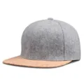 Gorra de lana gris de visera plana con textura de corcho para el invierno - 56-60cm / Veta de Madera - Gris Claro