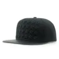 Casquette de baseball hip-hop noire avec broderie d'étoiles 3D et visière en cuir PU - 56-60cm (Réglable) / Bord en Similicuir (Noir avec Étoile Noire) / Noir