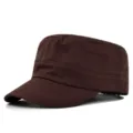 Klassische braune Baumwoll-Cadet-Mütze mit gebogener Krempe für Outdoor-Sonnenschutz - Passend für 55-59CM Kopfumfang / Kaffeebraun