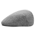 Classic black and white houndstooth wool flat cap for autumn and winter warmth. - One Size (Fits 56-58CM) / Color 1 (Houndstooth)