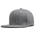 Gorra de hip hop de lana gris con visera plana, gorra de béisbol de invierno cálida y gruesa - Ajustable 56-60CM / Liso - Gris Claro
