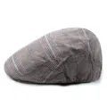 Berretto piatto classico in lana a quadri grigi per uomo e donna, cappello caldo invernale - Taglia Unica (Per 56-58CM) / Colore 15 (Grigio con Plaid Rosso/Blu)