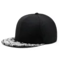 Gorra de hip hop negra con visera plana y estampado paisley en blanco y negro muy elegante - Ajustable 56-60CM / Cachemira Negro