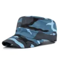 Blaue Camouflage Baumwolle Flachdeckel Mütze für Outdoor Sonnenschutz und Freizeit. - Passend für 55-59CM Kopfumfang / Blau Camouflage