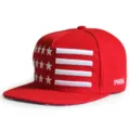 Casquette de baseball hip hop rouge avec broderies étoiles et rayures blanches - 56-60cm (Réglable) / Rouge