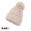 Berretto invernale in maglia color kaki con grande pompon decorativo in pelliccia - Khaki (Stile Pompon)