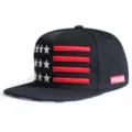 Casquette de baseball hip-hop noire classique avec broderie d'étoiles blanches et barres rouges - 56-60cm (Réglable) / Noir