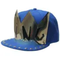 Casquette snapback hip-hop bleue avec couronne métallique dorée, rivets et logo KING - 56-60cm / Style King / Bleu Royal