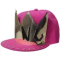 Casquette snapback rose avec couronne dorée KING et rivets, style hip hop. - 56-60cm / Style King / Rose rouge