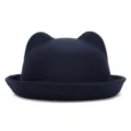 Chapeau mignon en feutre bleu marine avec oreilles de chat pour femme en hiver - Bleu marine