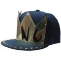 Casquette snapback bleu marine à bord plat avec plaque couronne KING dorée et rivets - 56-60cm / Style King / Bleu foncé