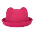 Chapeau melon en feutre rose avec oreilles de chat pour femme mode automne et hiver - Rose rouge