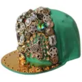 Gorra de béisbol punk verde con remaches dorados y cabeza de leopardo - Estilo Cabeza de Leopardo / Verde
