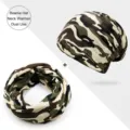 Conjunto de gorro y braga de cuello de camuflaje multifuncional para deportes ocio - Camuflaje de Jungla Verde Oscuro (Estilo 1) / Forro de Algodón - Talla Única
