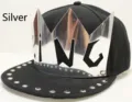 Casquette de baseball hip-hop argentée avec couronne KING en métal et rivets - 56-60cm / Style KING Argenté / Noir