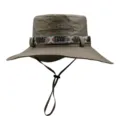 Chapeau bob de protection solaire kaki avec large bord et mentonnière réglable - Taille Unique (56-58cm) / Vert Café