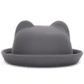 Chapeau melon minimaliste en feutre gris avec des oreilles de chat mignonnes pour l'hiver. - Taille Enfant (Convient pour un tour de tête de 52-54cm) / Gris