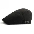 Classic vintage striped flat cap beret for men and women in dark grey breathable fabric - Adjustable (56-59cm) / Gray (CQ0802)