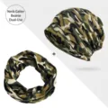 Multi-functional camouflage beanie and matching neck gaiter set for autumn and winter outdoor wear - Forest Green Brown Camouflage (Style 10) / Cotton Lining - One Size