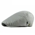 Grey striped vintage beret flat cap for men and women outdoor breathable sun protection. - Adjustable (56-59cm) / Gray (CQ0962)