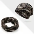 Versatile camouflage patterned beanie and neck gaiter dual-use headwear for winter - Earth Tone Irregular Camouflage (Style 5) / Cotton Lining - One Size