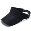 Breathable black mesh sun visor with long brim for quick-dry outdoor sports and tennis - Plain-Black