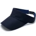 Breathable navy blue mesh sun visor hat with adjustable strap for outdoor sports - Plain Navy