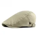 Classic khaki striped vintage flat cap with adjustable metal buckle for casual outdoor wear - Adjustable (56-59cm) / Khaki (CQ0962)