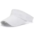 Breathable white mesh sun visor hat designed for outdoor summer sports and tennis - Plain White
