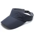Breathable grey mesh visor hat with adjustable back strap for outdoor sports - Plain-Dark Gray