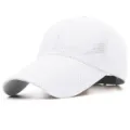 Breathable white quick-dry mesh baseball cap with extra long brim for outdoor sun protection - White (letter style) / Standard code adjustable 56-59cm head circumference