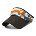 Breathable mesh sun visor hat with orange camouflage pattern and polka dot brim - Adjustable (Fits 56-59cm Head Circumference) / Color 20