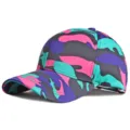 Cappellino da baseball mimetico rosa e blu per sport all'aperto e protezione solare - Regolabile (56-59cm) / Mimetico Nero-Viola