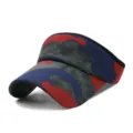 Red and blue camouflage pattern sun visor hat for summer outdoor sports and travel use - Adjustable (56-59cm) / Camouflage Style No.1 (With Three Stripes)