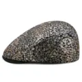 Women's flat cap beret featuring an elegant metallic gold and silver floral pattern - Adjustable (55-59cm) / Hot Stamping Gold Gray