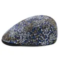 Stylish floral pattern jacquard flat cap with black brim for women outdoor sun protection - Adjustable (55-59cm) / Hot Stamping Blue Silver