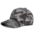 Modieuze camouflage honkbalpet in grijs en zwart voor zonbescherming buiten. - Verstelbaar (56-59cm) / Donkergrijs Camouflage