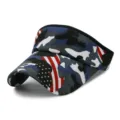 Camouflage sun visor hat with American flag stars and stripes pattern for outdoor sports - Adjustable (56-59cm) / Camouflage Style No.6 (Flag Elements)