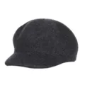 Classic dark grey wool baker boy hat for women minimalist newsboy cap with curved brim - M (56-58cm) / Mixed Black Dark Gray