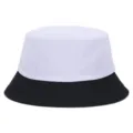 Minimalist outdoor sun protection bucket hat with white top and black brim for large heads - One Size M Fits 56-58cm Head Circumference / Black and White