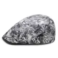 Stylish black and white tiger print flat cap beret hat for outdoor sun protection - Adjustable (55-59cm) / Tiger Head-Grey