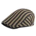 Vintage brown and black striped flat cap with breathable fabric and adjustable buckle - Adjustable (56-59cm) / Dark Khaki Stripes