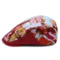Women's stylish ethnic flat cap featuring a red and gold abstract marble print pattern - Adjustable (55-59cm) / Graffiti Red