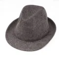 Vintage brown herringbone wool fedora jazz hat for men and women in winter season - Size M 57-58cm / Herringbone / Brown