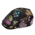 Black women's beret cap with vibrant ethnic floral embroidery for spring and autumn - Adjustable (55-59cm) / Black with Gold Flowers