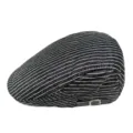 Retro black and white striped flat cap with adjustable side buckle - Adjustable (56-59cm) / Black with White Narrow Stripes (New)