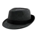 Vintage unisex wool felt jazz fedora hat in charcoal grey with stylish black ribbon - Size M 57-58cm / Ribbon Style / Dark Gray