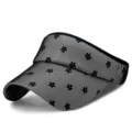 Elegante visera de encaje blanco con flores y parte superior abierta para coleta - 55-59cm / Estilo 2-Negro